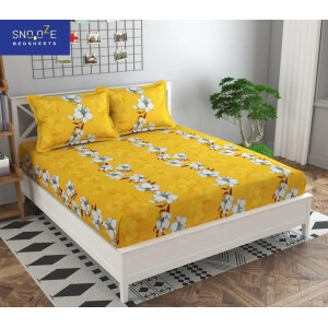 Snooze Elastic Fitted Printed King Size Bedsheet (KA-78)