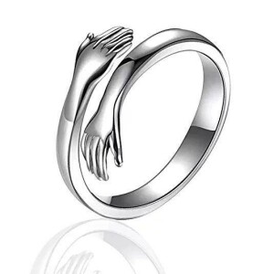 Silver Plated Friendship Loved Ones Hug Ring