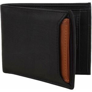 Men Casual Black Artificial Leather Wallet (5 Card Slots)