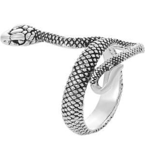 Silver and Black Color Snake Ring