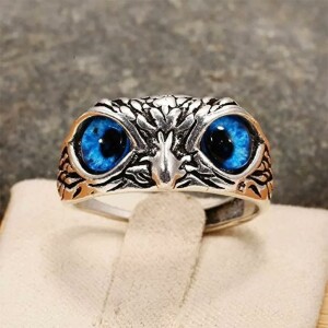 Attractive Silver Plated Owl Ring With Box